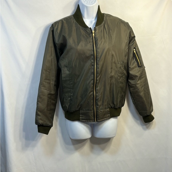 Reclaimed Vintage Olive Green Women’s Lightweight Bomber Jacket - Picture 1 of 9